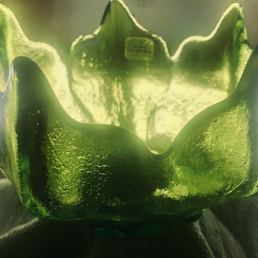 Green Viking Glass, Lotus Petal Dish